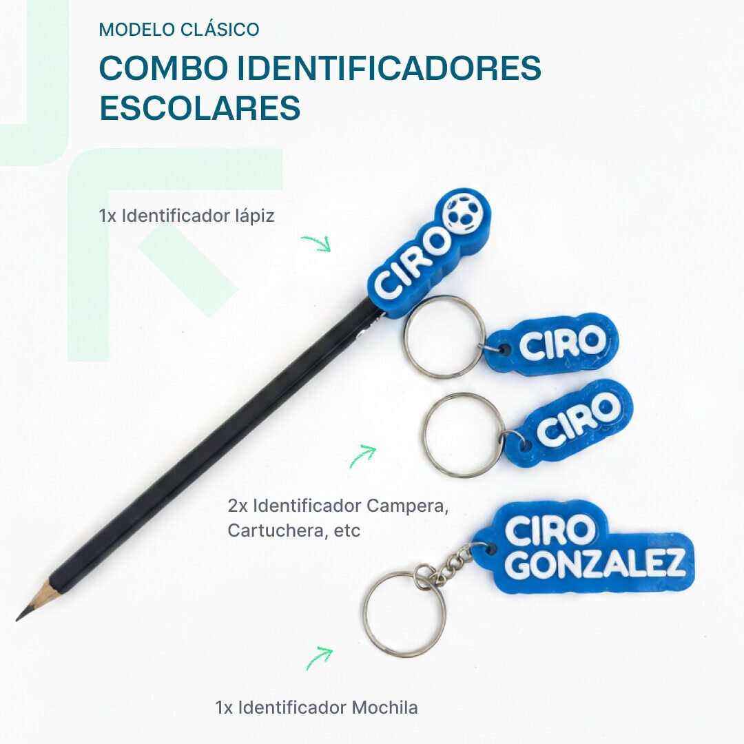 Combo Identificadores Escolares Personalizados 3D
