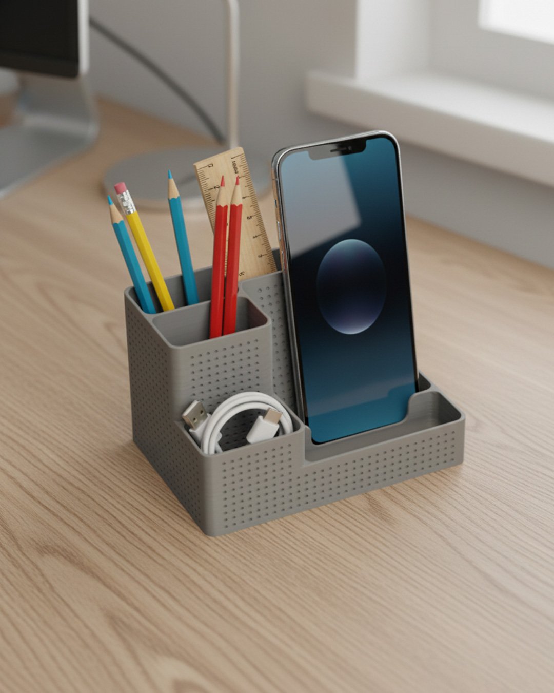 Organizador con soporte para teléfono